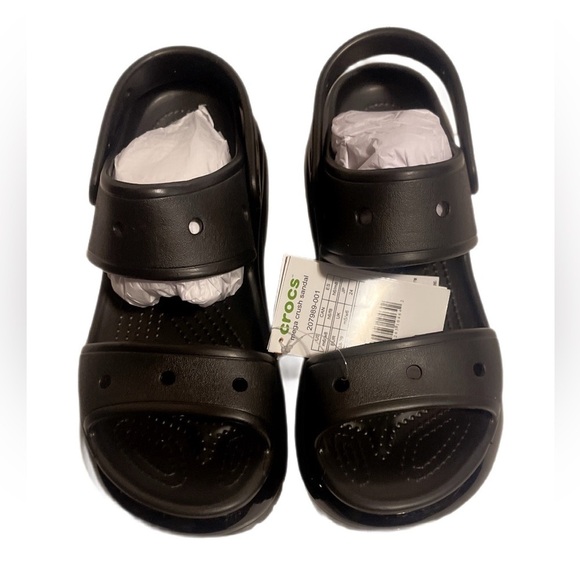 NIB Crocs Black Mega Crush Rubber Slip-on Open Toe trend logo Embossed Sandals 8 - Picture 3 of 6